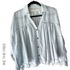 We The Free Light Blue Blouse